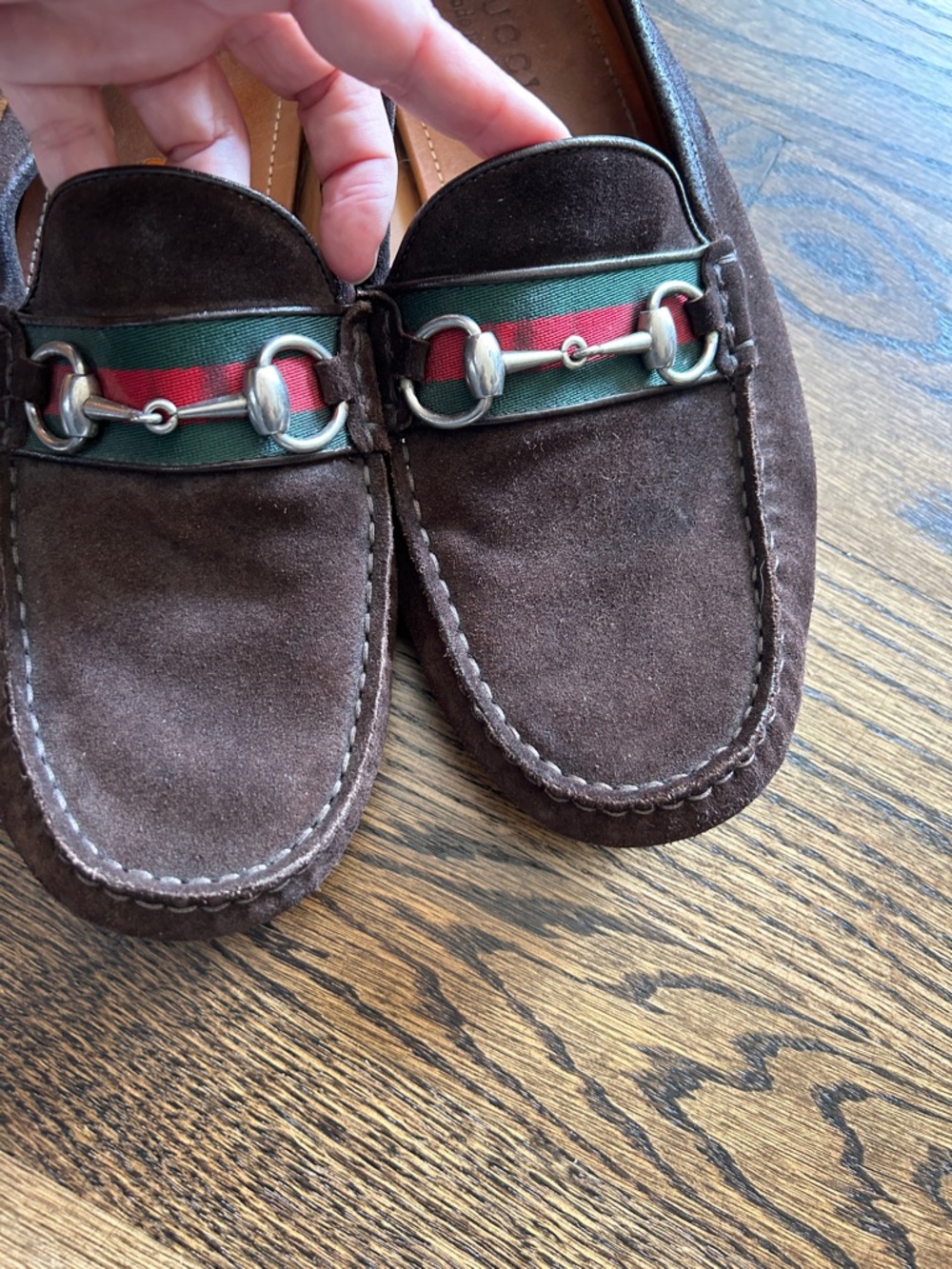 Men’s Gucci Brown suede silver horsebit driving loafers size 10.5 - Picture 4 of 12